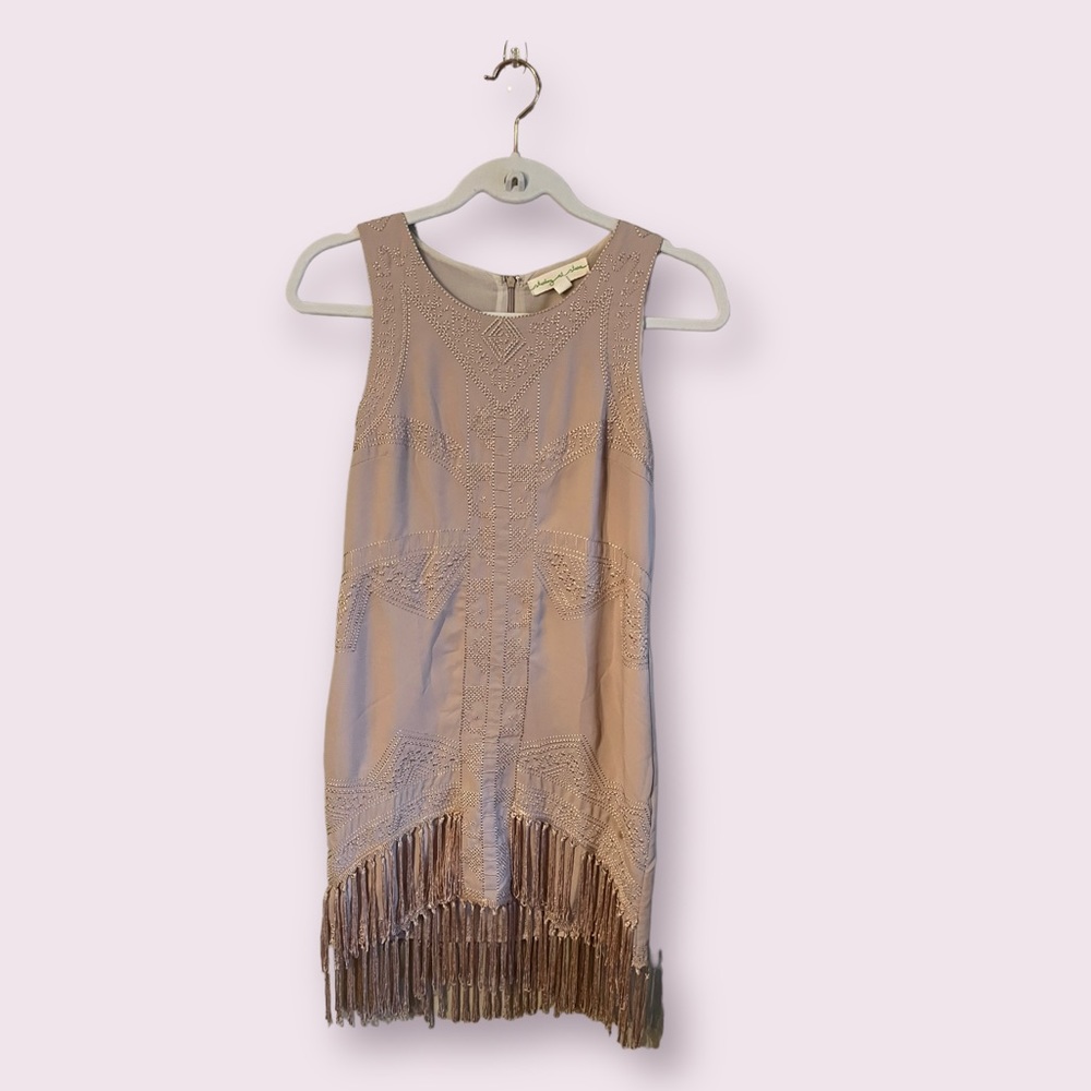 Staring at Stars Embroidered Fringe Cocktail Dress